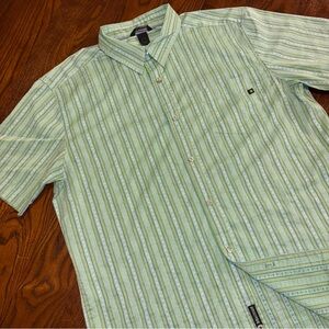 Marmot Button Front Green Striped Pocket Shirt